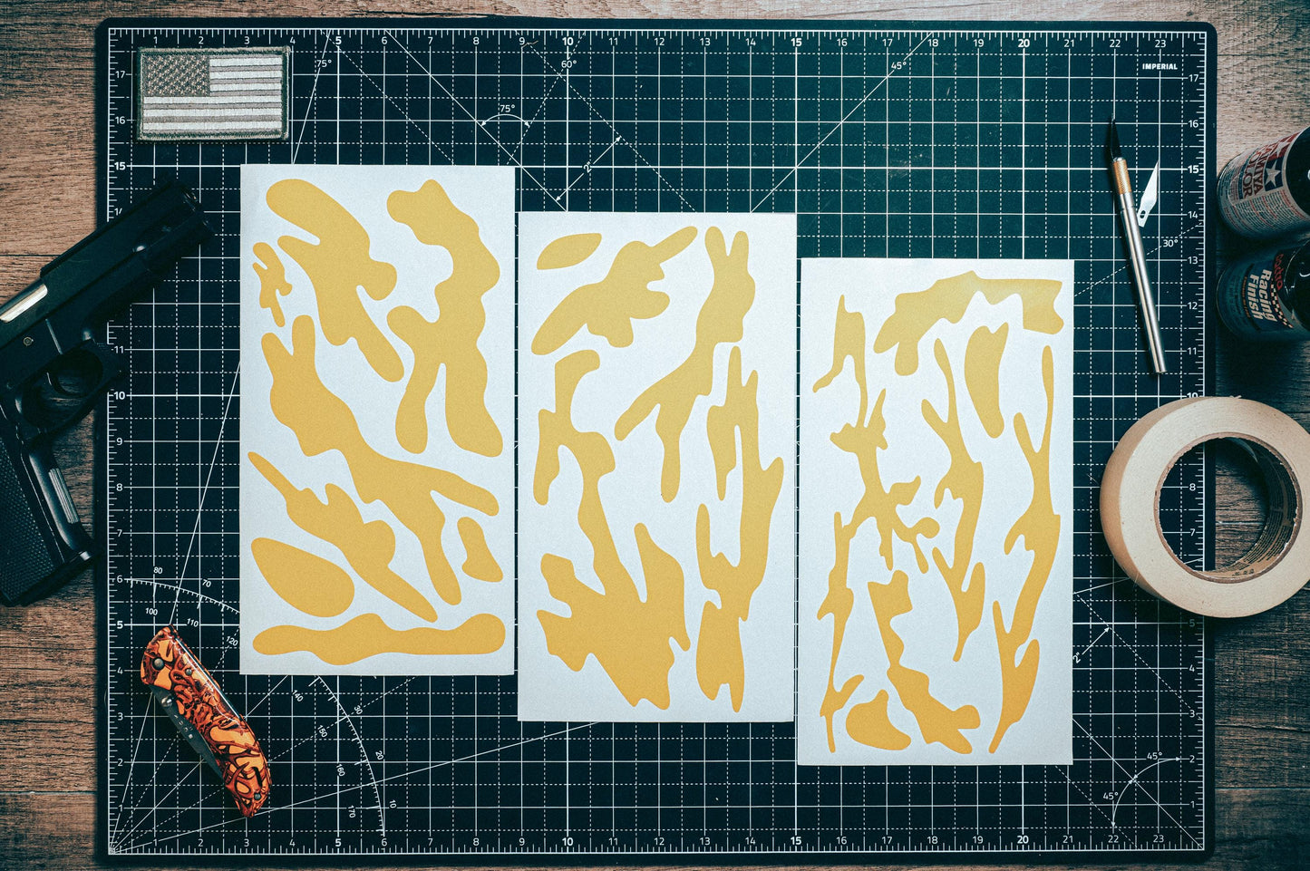 Multi Camo Large High Heat Vinyl Stencil Kit - 3x 11"x6" Sheets Durable, Easy to Use, Heat Resistant, Avery Stencil Vinyl, Cerakote Stencil