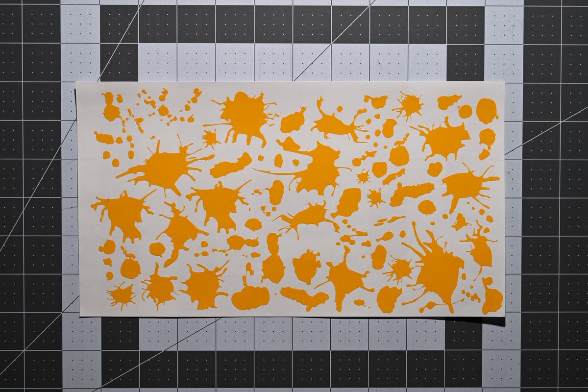 Blood Splatter high-heat vinyl stencil kit by Stencil Craft, yellow paint mask vinyl for Cerakote and DuraCoat finishes