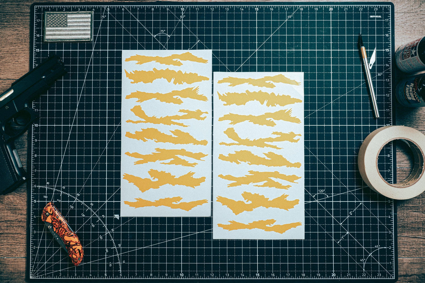 Tiger Stripes v2 High Heat Vinyl Stencil Kit - 2x 11"x6" Sheets Durable Easy to Use and Heat Resistant Avery Stencil Vinyl, Cerakote Stencil