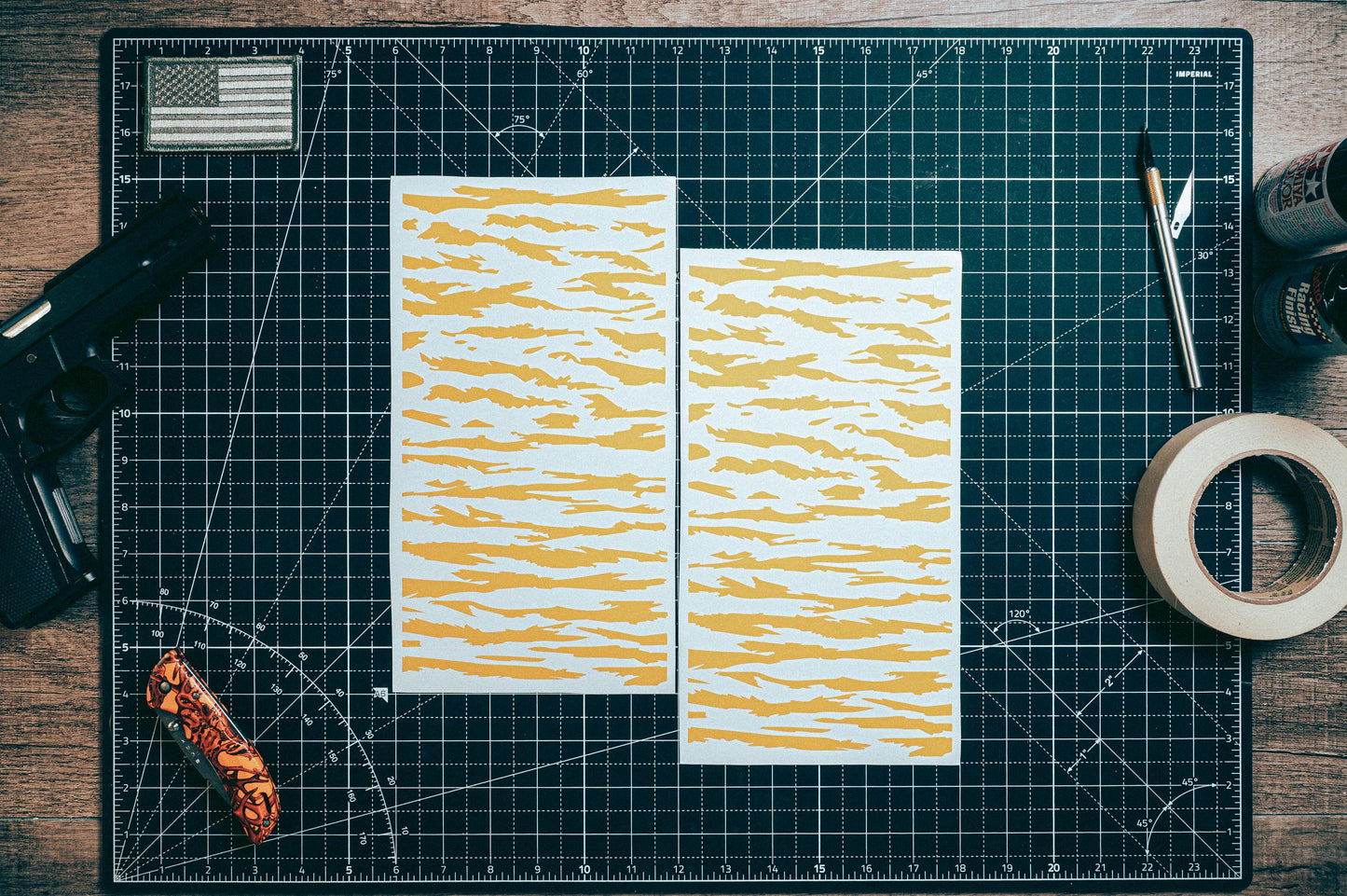 Tiger Stripes High Heat Vinyl Stencil Kit - 2x 11"x6" Sheets Durable Easy to Use and Heat Resistant, Avery Stencil Vinyl, Cerakote Stencil