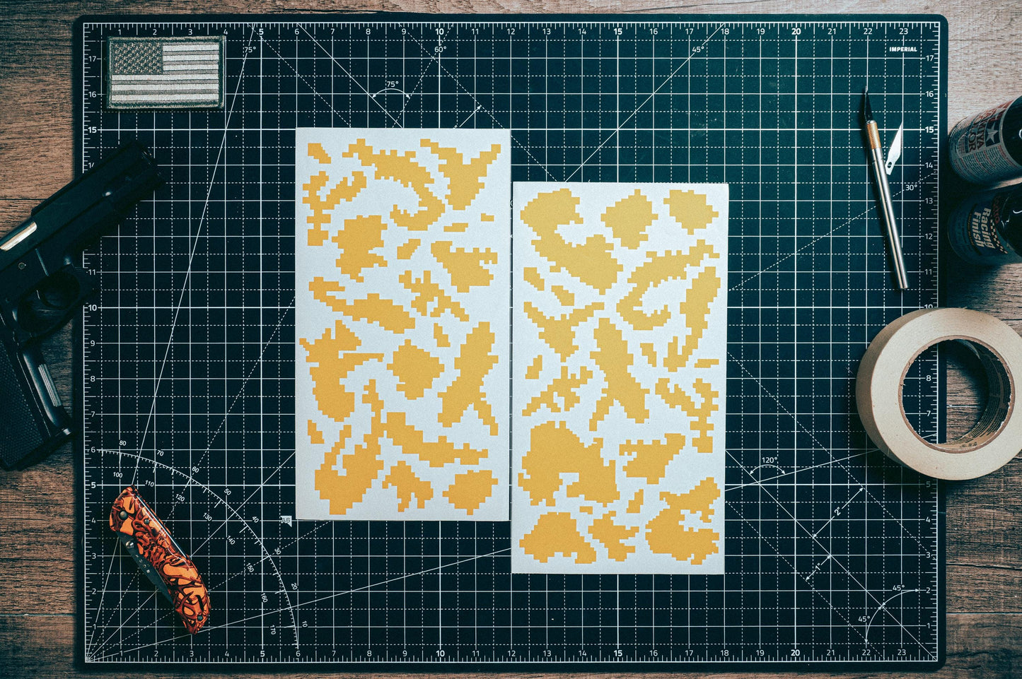 Berezka Camouflage High Heat Vinyl Stencil Kit - 2x 11"x6" Sheets Durable, Easy to Use, Avery Stencil Vinyl, Cerakote Stencil