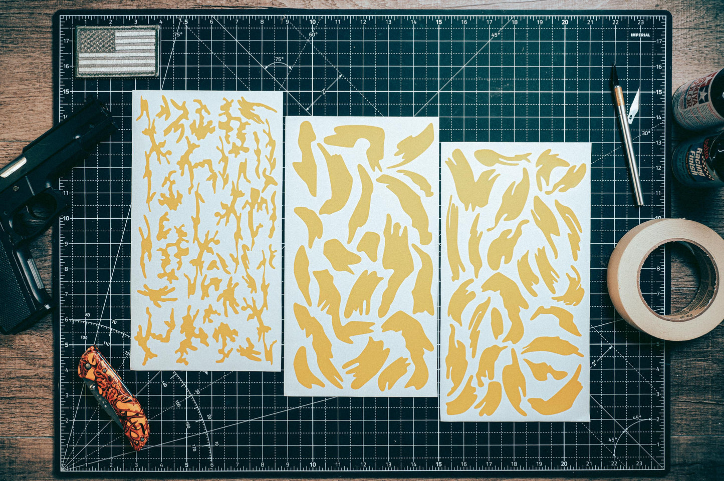 Disruptive DPM British Camo High Heat Vinyl Stencil Kit - 3x 11"x6" Sheets Durable, Heat Resistant, Avery Stencil Vinyl, Cerakote Stencil