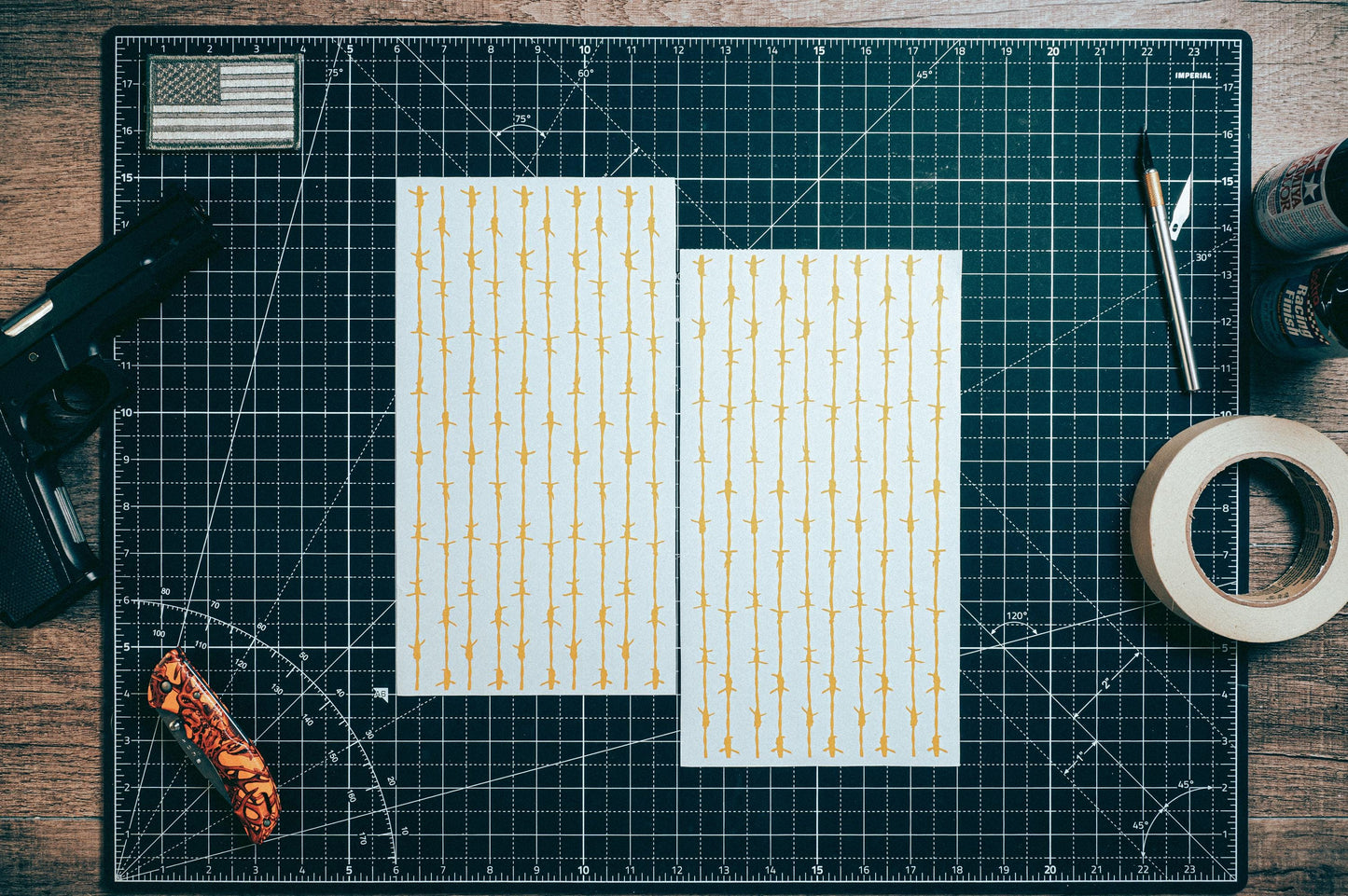 Barbed Wire High Heat Vinyl Stencil Kit - 2x 11"x6" Sheets Durable Easy to Use and Heat Resistant, Avery Stencil Vinyl, Cerakote Stencil