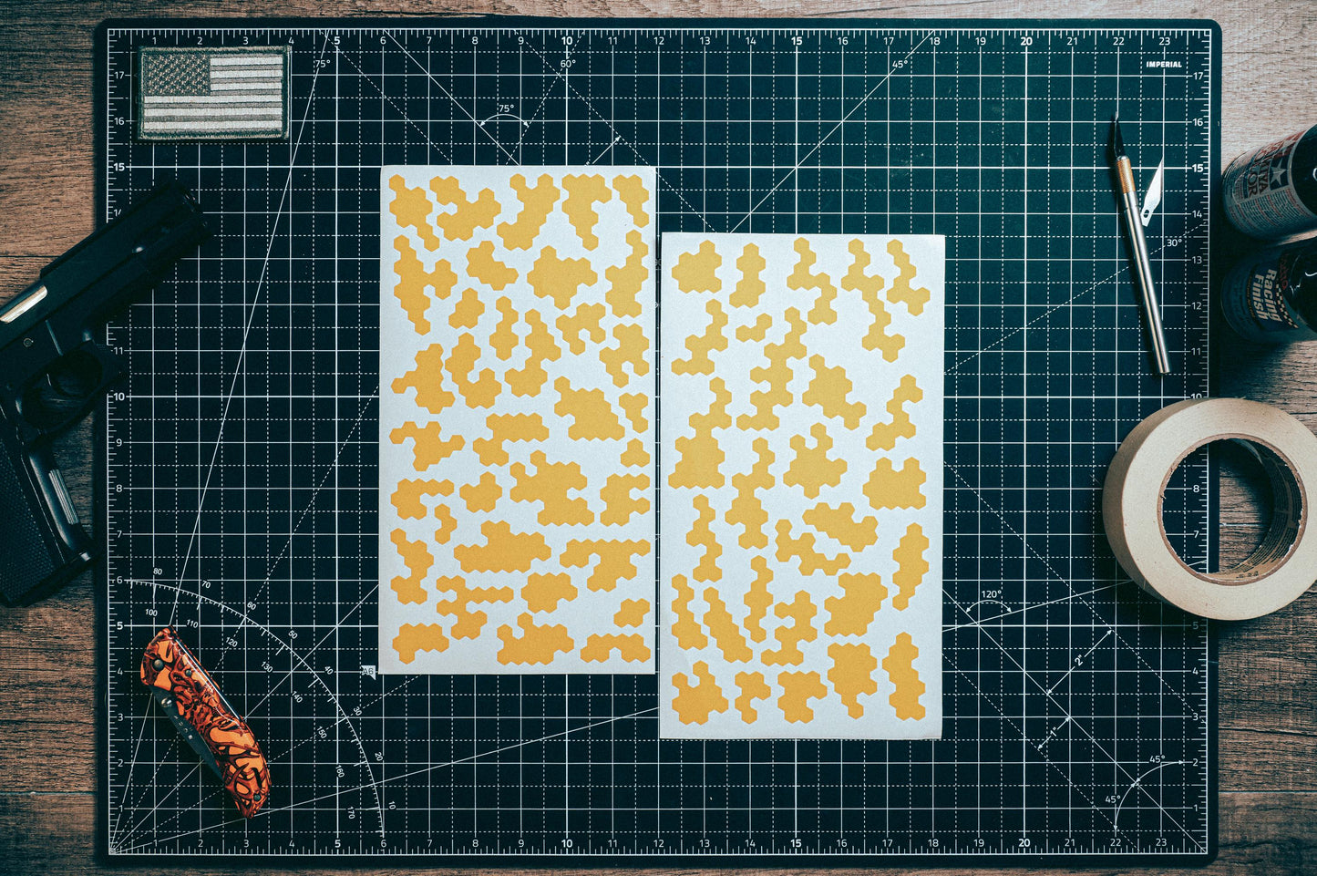Hexagon Hex Camo V2 High Heat Vinyl Stencil Kit - 2x 11"x6" Sheets Durable, Easy to Use, Avery Stencil Vinyl, Cerakote Stencil