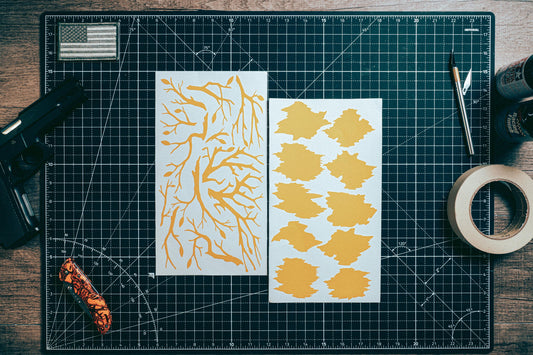 Predator Camo High Heat Vinyl Stencil Kit - 2x 11"x6" Sheets Durable, Easy to Use, and Heat Resistant, Avery Stencil Vinyl, Cerakote Stencil