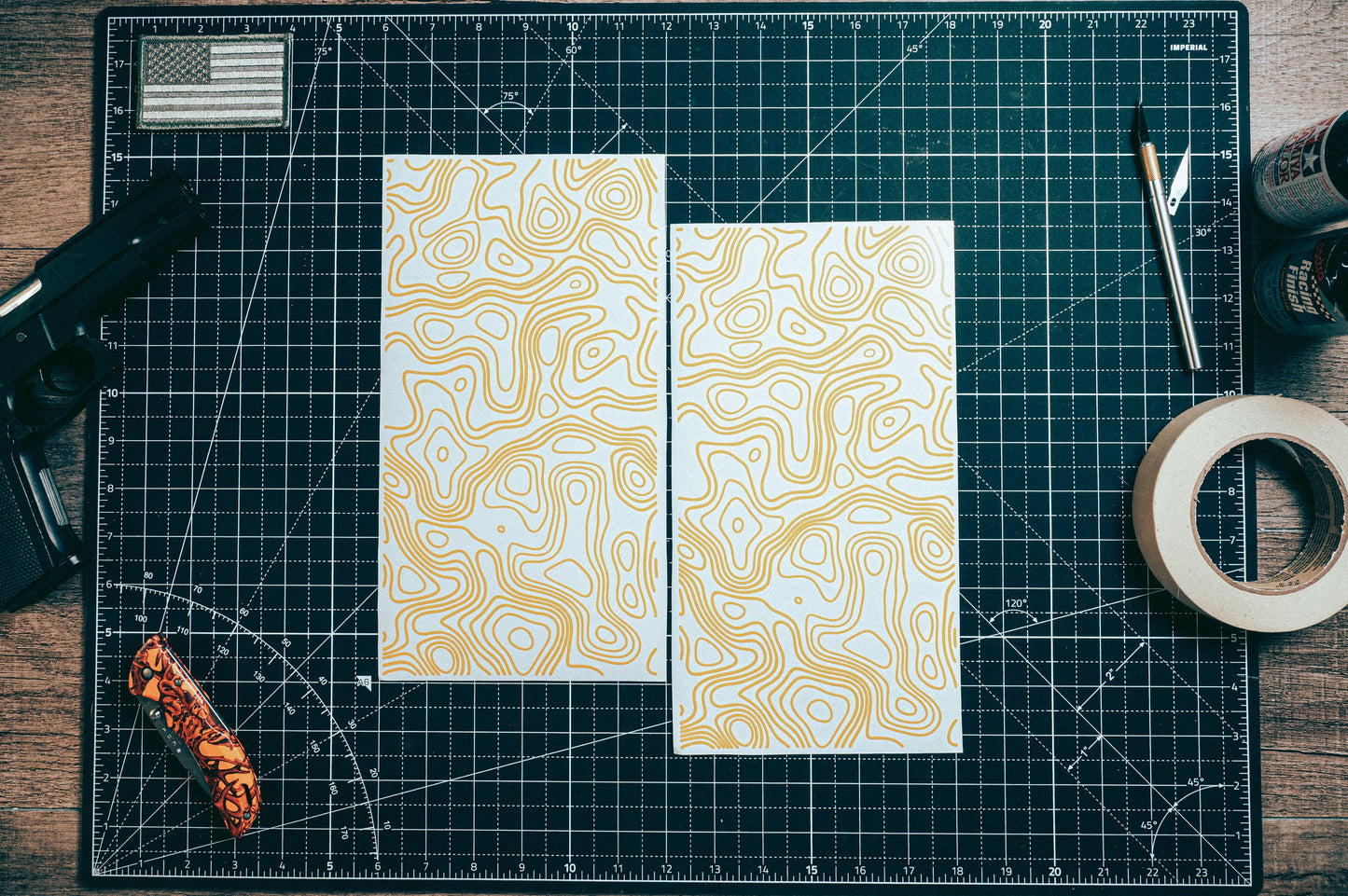 Topographic Camo High Heat Vinyl Stencil Kit - 2x 11"x6" Sheets Durable, Easy to Use, Avery Stencil Vinyl, Cerakote Stencil