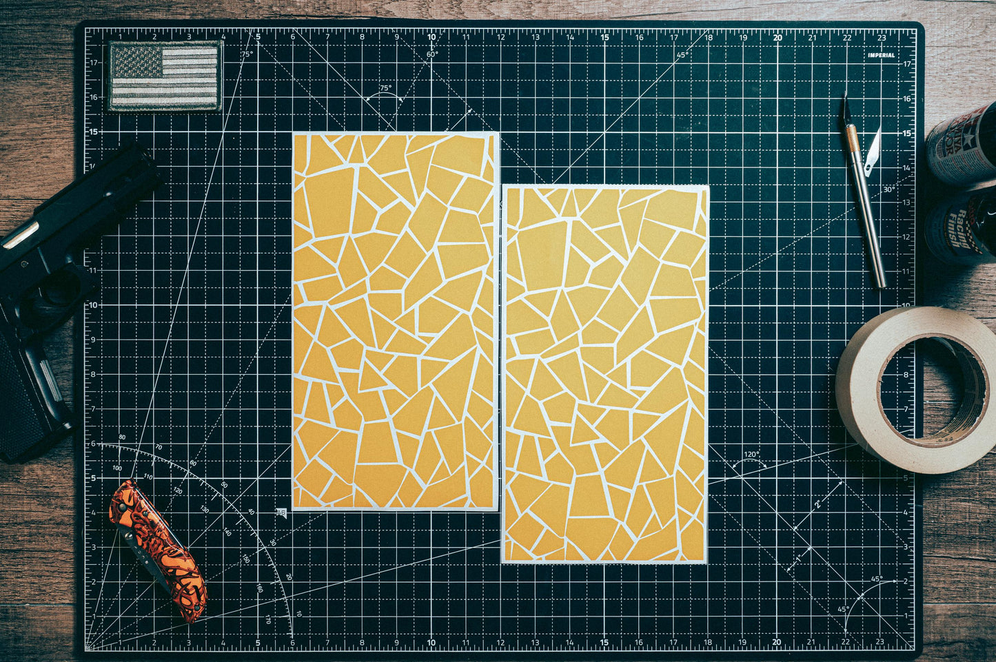 Fractured Glass High Heat Vinyl Stencil Kit - 2x 11"x6" Sheets Durable Easy to Use and Heat Resistant, Avery Stencil Vinyl, Cerakote Stencil