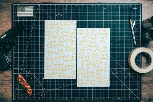 Hexagon Hex Camo High Heat Vinyl Stencil Kit - 2x 11"x6" Sheets Durable, Easy to Use, Avery Stencil Vinyl, Cerakote Stencil