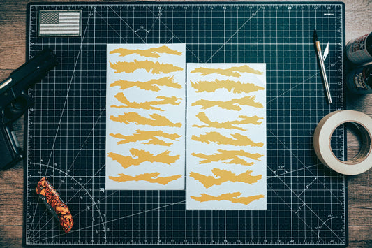 Tiger Stripes v2 High Heat Vinyl Stencil Kit - 2x 11"x6" Sheets Durable Easy to Use and Heat Resistant Avery Stencil Vinyl, Cerakote Stencil