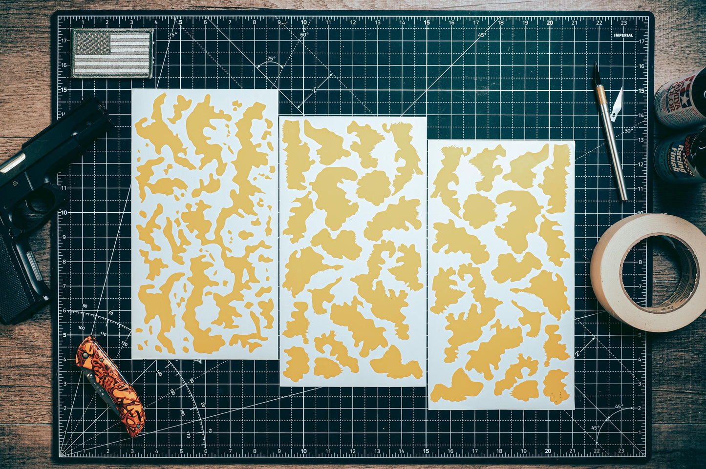 Swiss Alpenflage Camo High Heat Vinyl Stencil Kit - 3x 11"x6" Sheets Durable, Easy, Heat Resistant, Avery Stencil Vinyl, Cerakote Stencil
