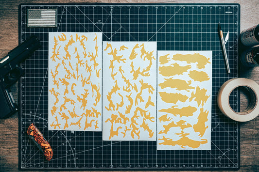M81 Woodland Camo High Heat Vinyl Stencil Kit - 3x 11"x6" Sheets Durable, Easy, and Heat Resistant, Avery Stencil Vinyl, Cerakote Stencil