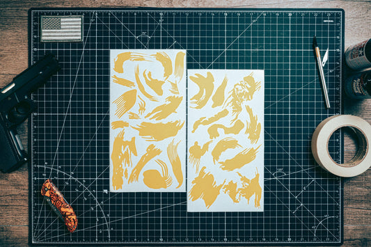 Rhodesian Brushstroke Camouflage High Heat Vinyl Stencil Kit - 2x 11"x6" Sheets Durable, Easy to Use, Avery Stencil Vinyl, Cerakote Stencil