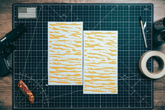 Tiger Stripes High Heat Vinyl Stencil Kit - 2x 11"x6" Sheets Durable Easy to Use and Heat Resistant, Avery Stencil Vinyl, Cerakote Stencil